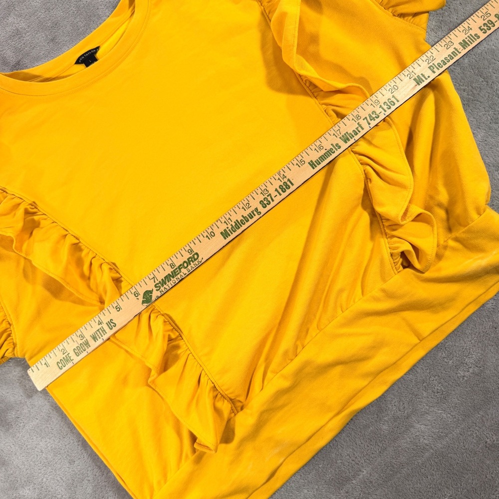 Ann Taylor Sweatshirt Womens L Yellow Ruffle Trim French Terry 547431 - Picture 4 of 9
